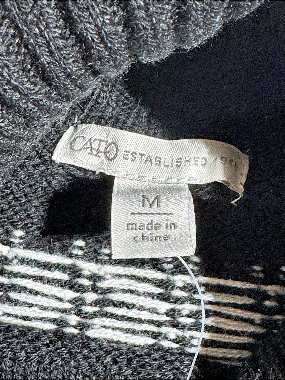 Cato Black & White Fringe Turtleneck Sweater Size Medium NWT - Picture 3 of 7